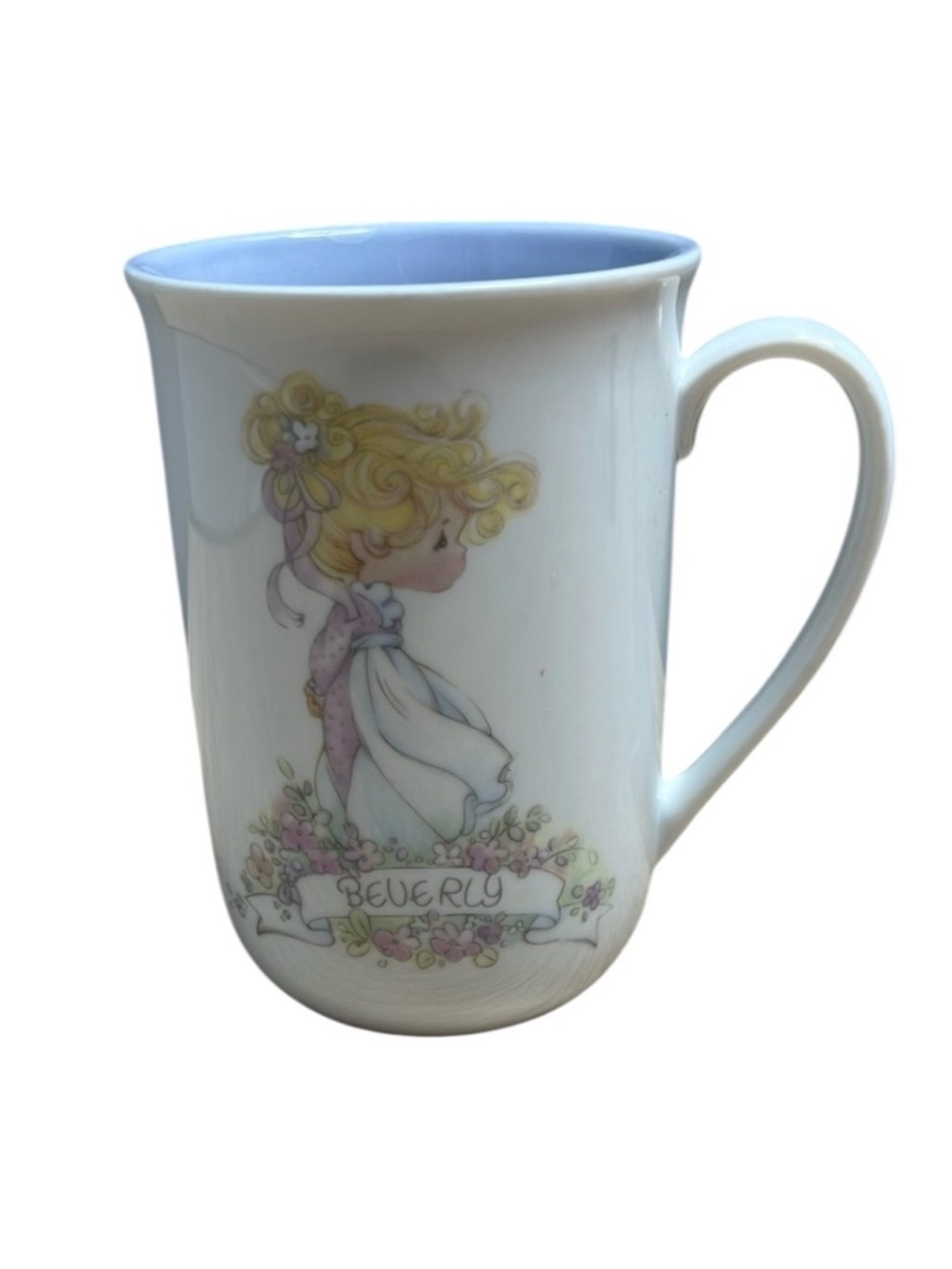 VINTAGE Beverly Precious Moments Tea Mug with Floral Design 1991 Ensenco 6oz